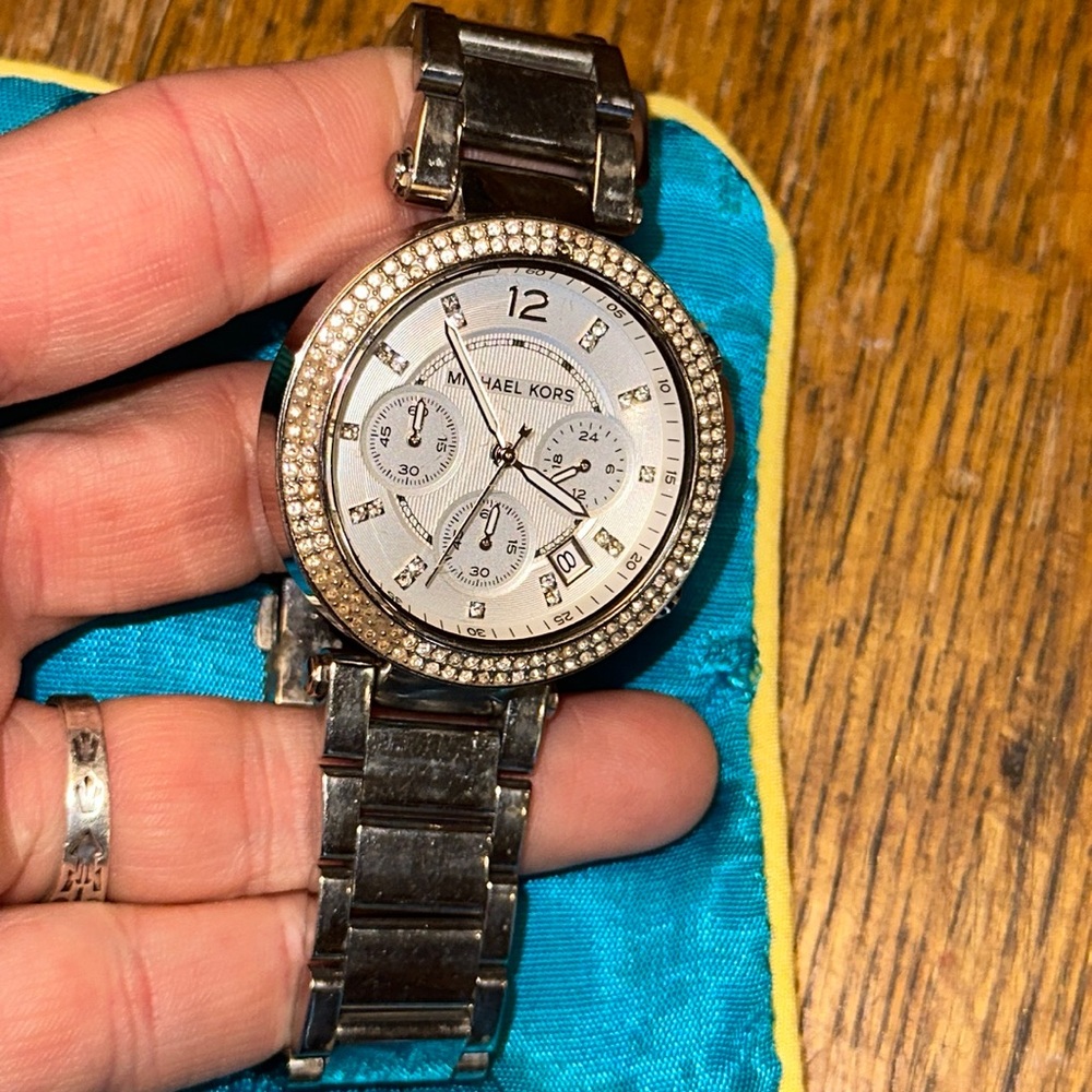 Michael Kors Parker chronograph silver wrist watch